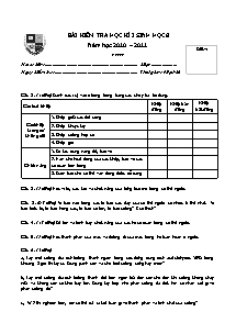 Bài kiểm tra học kì I - Sinh học 8