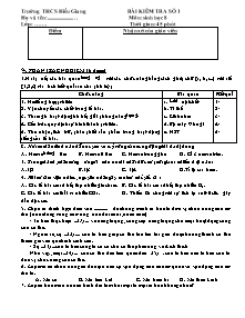 Bài kiểm tra số 1 - Môn Sinh học 8