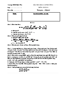 Bài thi học sinh giỏi cấp trường - Môn: Toán 8