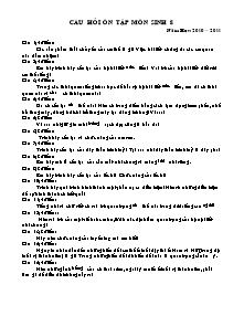 Câu hỏi ôn tập môn Sinh 8