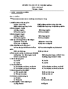 Đề kiểm tra 45' học kỳ II - Môn Sinh học 8