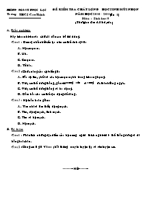 Đề kiểm tra chất lượng học sinh mũi nhọn - Môn Sinh học 8