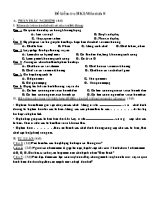 Đề kiểm tra học kì I: Môn Sinh 8 - Đề số 1