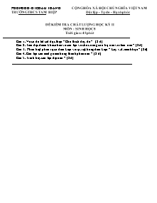 Đề kiểm tra học kỳ II - Môn: Sinh học - Lớp 8 - Đề số 8