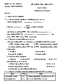 Đề kiểm tra kì I - Môn Sinh học 8