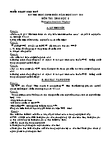 Đề thi học sinh giỏi môn thi: Sinh học 8