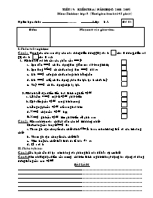 Giáo án Sinh 8 - Tiết 19: Kiểm tra