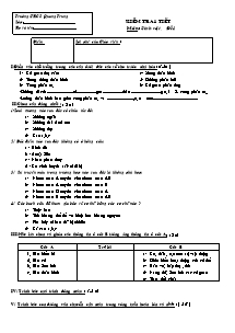 Kiểm tra 1 tiết môn: Sinh vật - Đề 1