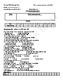 Kiểm tra 15 phút môn Sinh học - Lớp 8