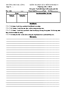 Kiểm tra học kì II môn Sinh học 8 - Trường THCS Ba Lòng