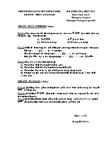 Kiểm tra học kỳ I - Môn Sinh 8 - Trường THCS Quản Lợi