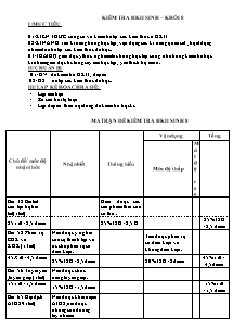 Kiểm tra kì II Sinh – Khối 8