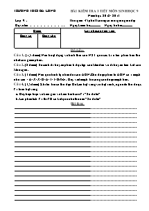 Bài kiểm tra 1 tiết môn Sinh học 9 - Trường THCS Ba Lòng