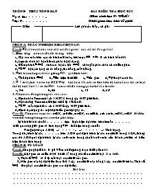 Bài kiểm tra học kì I - Môn: Sinh học 9 - Đề số 1