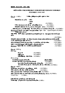 Biểu điểm chấm thi học sinh giỏi huyện - Môn Sinh Học