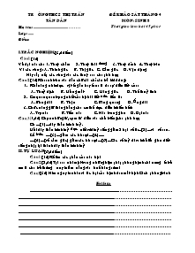 Đề khảo sát tháng 4 - Môn: Sinh 8