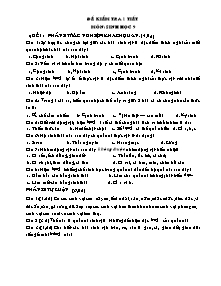 Đề kiểm tra 1 tiết - Môn: Sinh học 9 - Đề 1