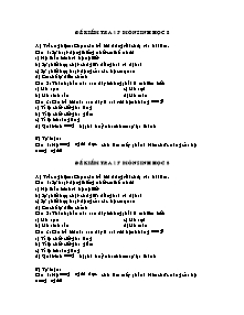 Đề kiểm tra 15 - Môn Sinh học 8 - Đề 3