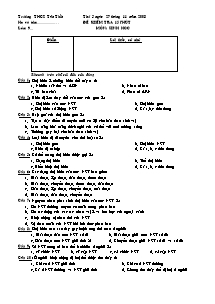 Đề kiểm tra 15 phút - Môn: Sinh Học khối 9