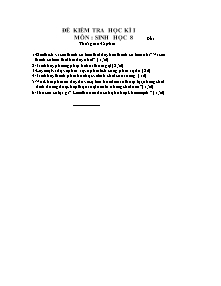 Đề kiểm tra học kì I - Môn: Sinh 8 - Đề số 01