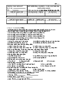 Đề kiểm tra học kì I - Môn: Sinh học 8 - Trường THCS Bình Mĩ