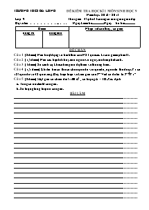 Đề kiểm tra học kì I - Môn Sinh học 9 - Trường THCS Ba Lòng