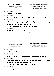 Đề kiểm tra học kì II - Môn: Sinh học 9 - Trường THCS Nguyễn Huệ