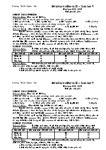 Đề kiểm tra Học kì II – Sinh học 9 - Trường THCS Nghĩa Tân