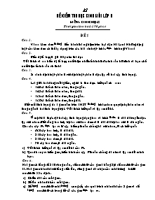 Đề kiểm tra học sinh giỏi lớp 9 - Môn: Sinh Học - Đề 43