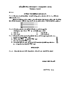 Đề kiểm tra Sinh học 9 – Học kì I