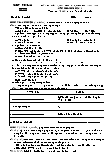 Đề thi chất lượng học kì I - Môn thi: Sinh học 9