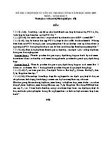 Đề thi chọn đội tuyển dự thi học sinh giỏi - Môn: Sinh học 9