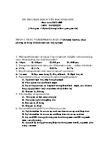 Đề thi chọn đội tuyễn học sinh giỏi - Môn: Sinh Học