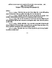 Đề thi chọn học sinh giỏi cấp huyện - Môn: Sinh học - Lớp 9