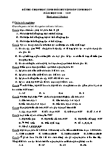 Đề thi chọn học sinh giỏi huyện - Môn Sinh học 9
