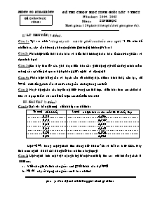 Đề thi chọn học sinh giỏi lớp 9 THCS - Môn: Sinh Học (vòng I)