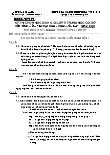 Đề thi chọn học sinh giỏi lớp 9 trung học cơ sở - Môn Sinh