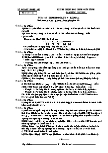 Đề thi chọn học sinh giỏi tỉnh - Môn: Sinh học lớp 9 - Bảng A