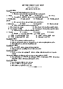Đề thi chọn lọc học sinh giỏi - Môn: Sinh học 8 - Đề 7