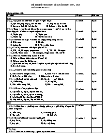 Đề thi đề nghị học kì II - Môn: Sinh học lớp 8