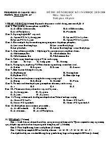 Đề thi đề nghị học kỳ I - Môn: Sinh học 9