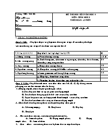 Đề thi học kì I - Môn: Sinh học 8 - Trường THCS Nam Da