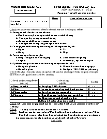 Đề thi học kỳ I - Môn: Sinh học 8 - Đề 2