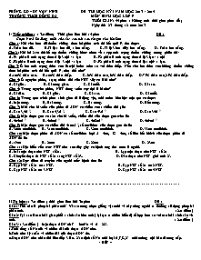 Đề thi học kỳ I - Môn Sinh học lớp 9 - Trường THCS Đống Đa