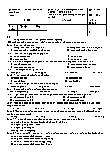 Đề thi học kỳ i - Môn thi: Sinh học 8