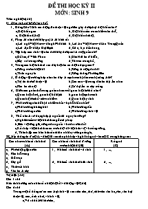 Đề thi học kỳ II - Môn: Sinh 9 - Đề 1