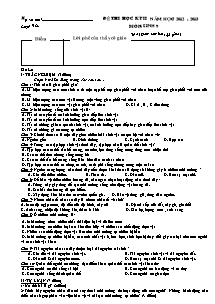 Đề thi học kỳ II - Môn: Sinh 9 - Đề 6