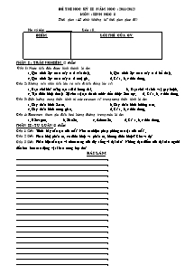 Đề thi học kỳ II - Môn: Sinh học 8 - Đề 05