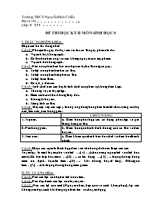 Đề thi học kỳ II - Môn Sinh học 8 - Trường THCS Nguyễn Đình Chiểu