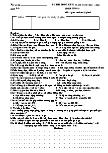 Đề thi học kỳ II - Môn: Sinh học 9 - Đề 6